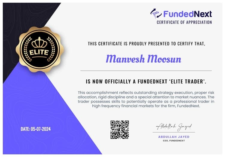 FundedNext — Elite Trader certificate